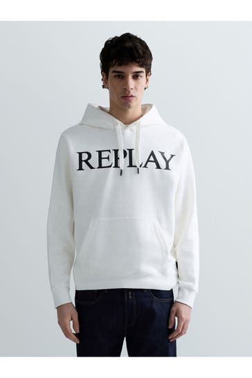 REPLAY Hoodie weiß