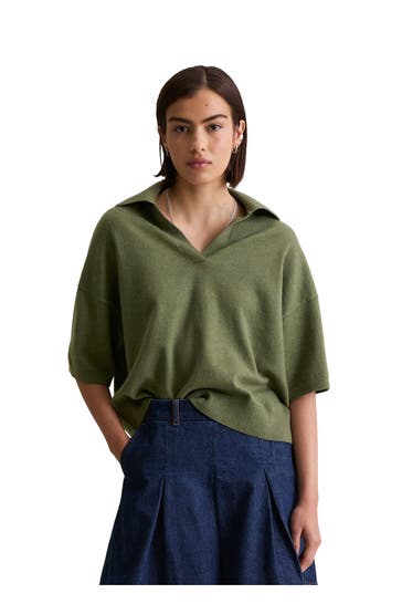 MARC O'POLO DENIM Strickshirt dunkelgrün