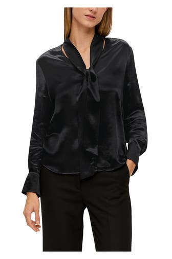 S.OLIVER BLACK LABEL Satin-Bluse schwarz