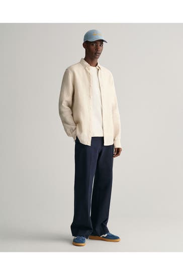 GANT Leinenhemd beige gemustert Slim Fit