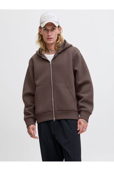 JACK & JONES Sweatjacke dunkelbraun