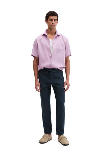 MARC O'POLO Kurzarmhemd mauve Regular Fit