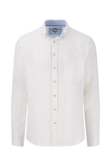 FYNCH-HATTON Leinenhemd weiß Slim Fit