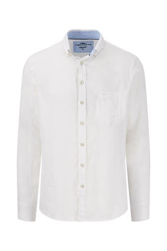 FYNCH-HATTON Leinenhemd weiß Slim Fit
