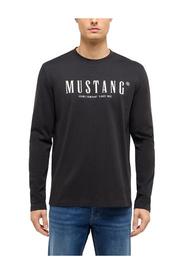 MUSTANG Longsleeve 'Asheville' schwarz