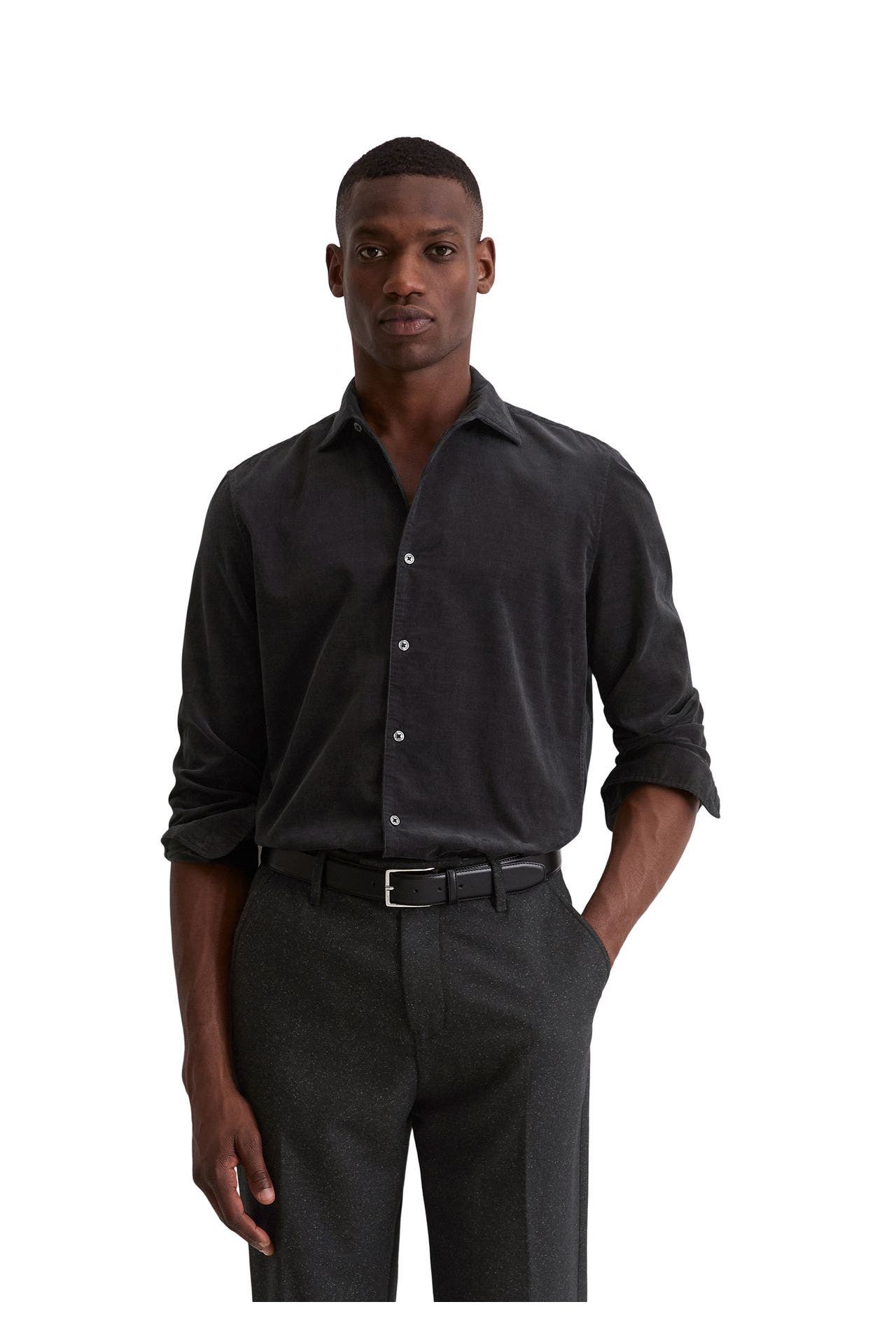 MARC O'POLO Cordhemd schwarz Shaped Fit, Bild 1