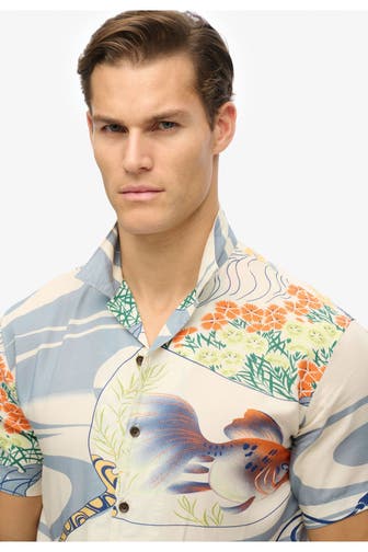 SUPERDRY Kurzarmhemd gemustert Regular Fit