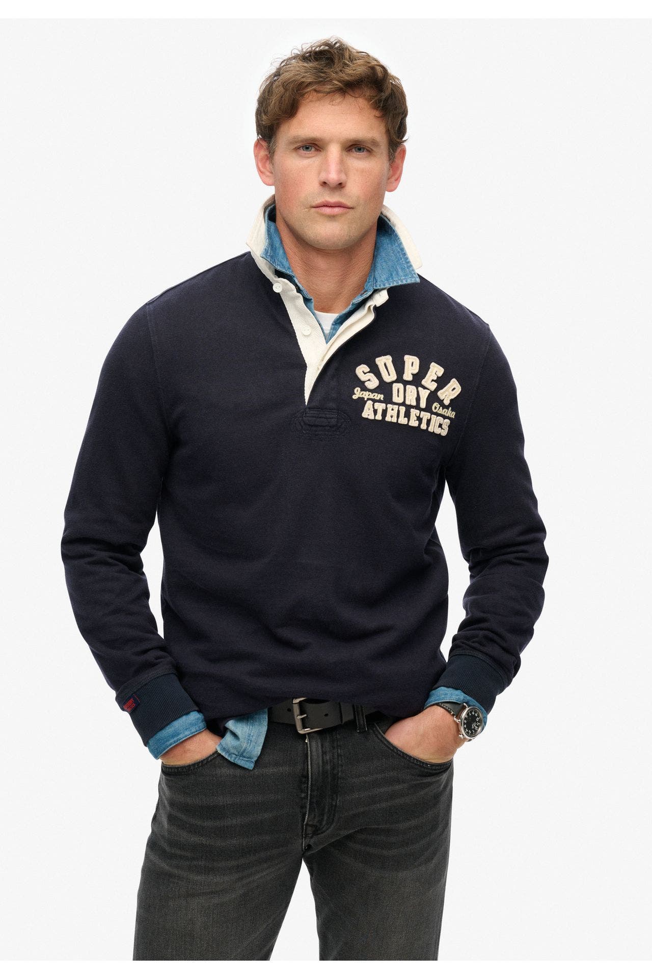 SUPERDRY Langarm-Rugbyshirt 'Vintage Athletic' zweifarbig, Bild 1