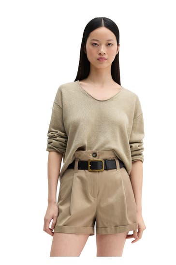 MARC O'POLO Leinenmix-Strickpullover taupe