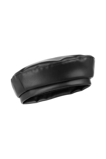 MARC CAIN Black faux leather beret