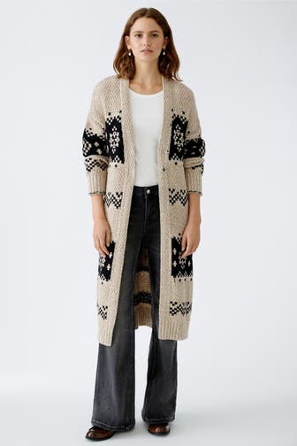 OUI Wollmix-Strickjacke zweifarbig