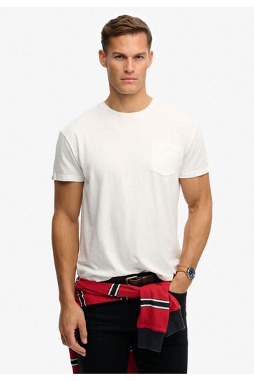 SUPERDRY Leinenmix-T-Shirt ecru