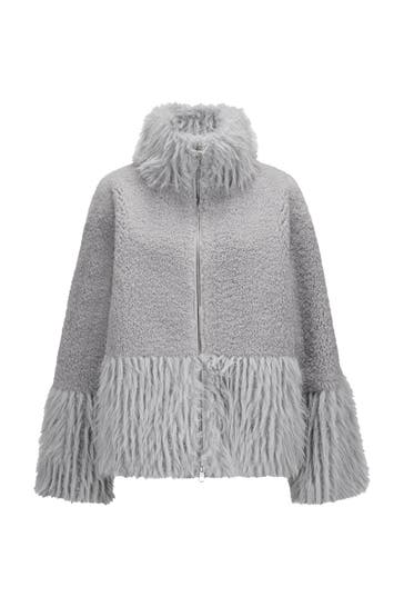 MILESTONE Kunstfelljacke 'Raya' hellgrau