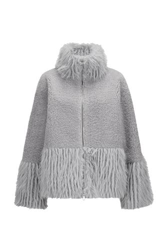 MILESTONE Kunstfelljacke 'Raya' hellgrau