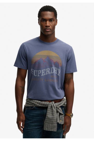 SUPERDRY T-Shirt 'Outdoors Mountain' graublau