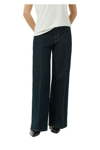 COMMA, Jeans dunkelblau flared