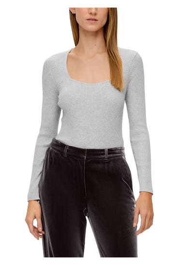 S.OLIVER BLACK LABEL Strickshirt hellgrau