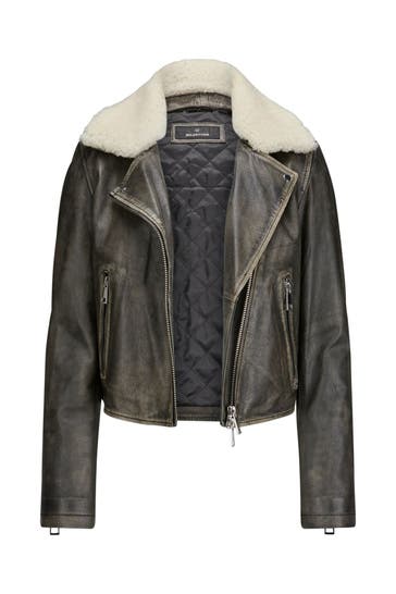 MILESTONE Lederjacke 'Shake' dunkelgrau