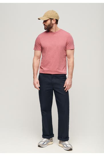 SUPERDRY T-Shirt 'Crew Neck Slub' dunkelrosa