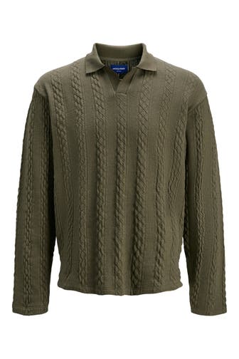 JACK & JONES Langarm-Polo oliv