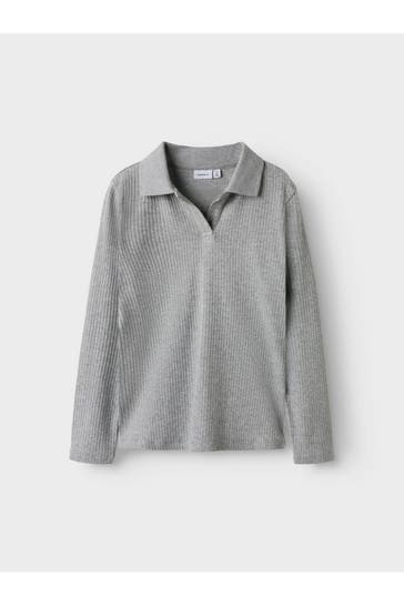 NAME IT Langarm-Polo grau