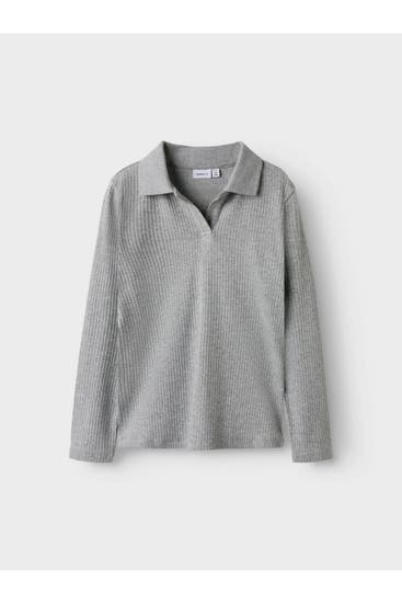 NAME IT - Langarm-Polo grau