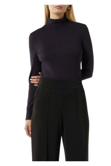 COMMA, Rollkragenpullover dunkellila