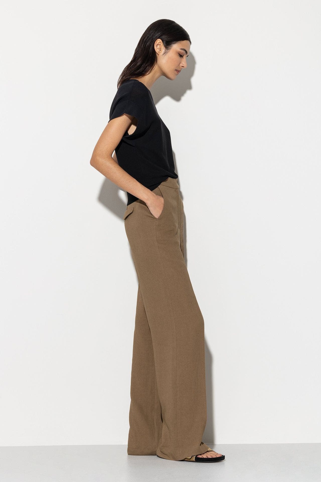 LUISA CERANO Leinenmixhose taupe, Bild 1
