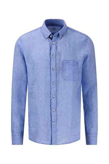 FYNCH-HATTON Leinenhemd blau Slim Fit