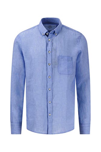 FYNCH-HATTON Leinenhemd blau Slim Fit