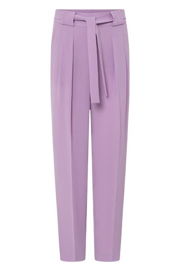 WINDSOR. Stoffhose Crêpe-Bundfalten-Hose in Schwarz flieder Slim