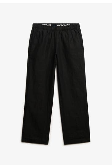 SUPERDRY Leinenhose schwarz