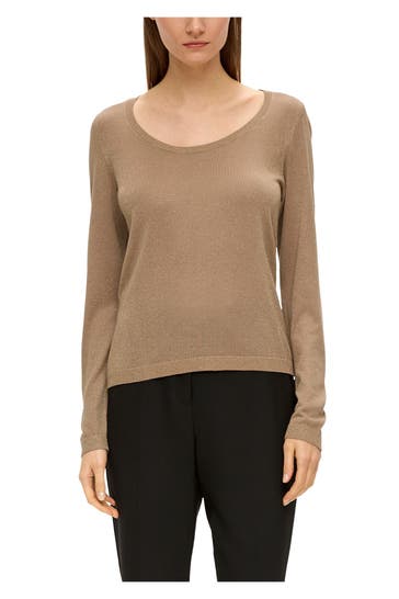 S.OLIVER BLACK LABEL Strickpullover hellbraun