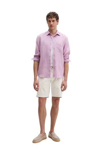 MARC O'POLO Leinenhemd mauve Regular Fit