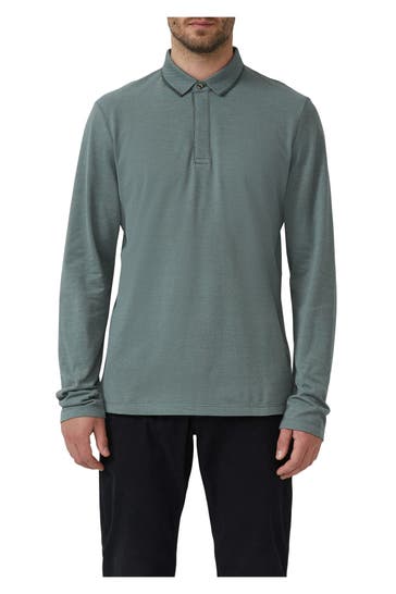 S.OLIVER BLACK LABEL Langarm-Polo graugrün