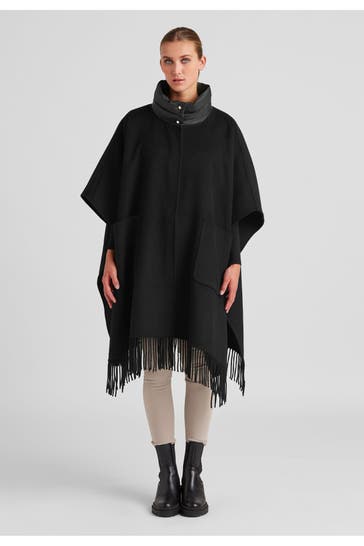 MILESTONE Wollmix-Poncho schwarz