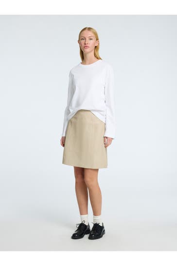 SELECTED Leder-Minirock beige