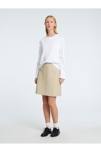 SELECTED Leder-Minirock beige