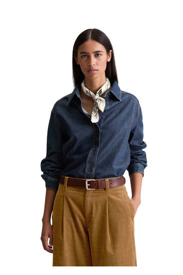 MARC O'POLO DENIM Jeansbluse dunkelblau