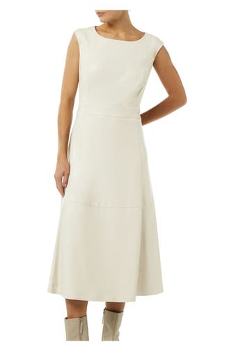 COMMA, Kunstleder-Kleid beige