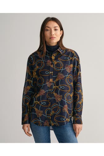 GANT Seidenmix-Bluse gemustert
