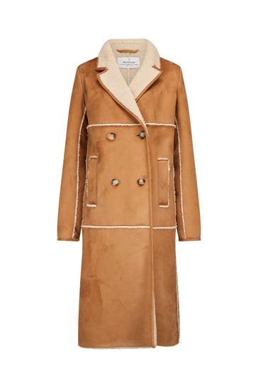 MILESTONE Kunstfell-Mantel camel