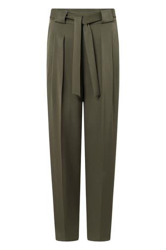 WINDSOR. Stoffhose Crêpe-Bundfalten-Hose in Schwarz oliv Slim