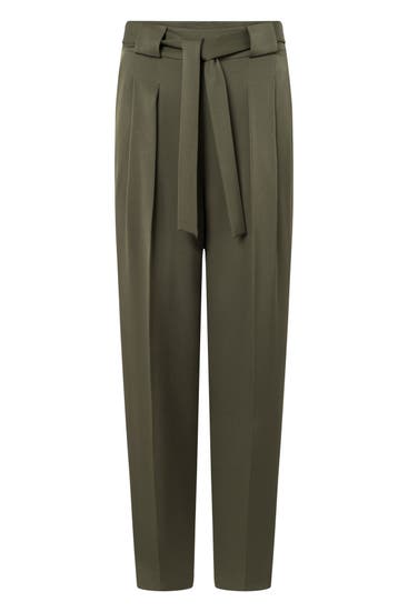 WINDSOR. - Stoffhose Crêpe-Bundfalten-Hose in Schwarz oliv Slim