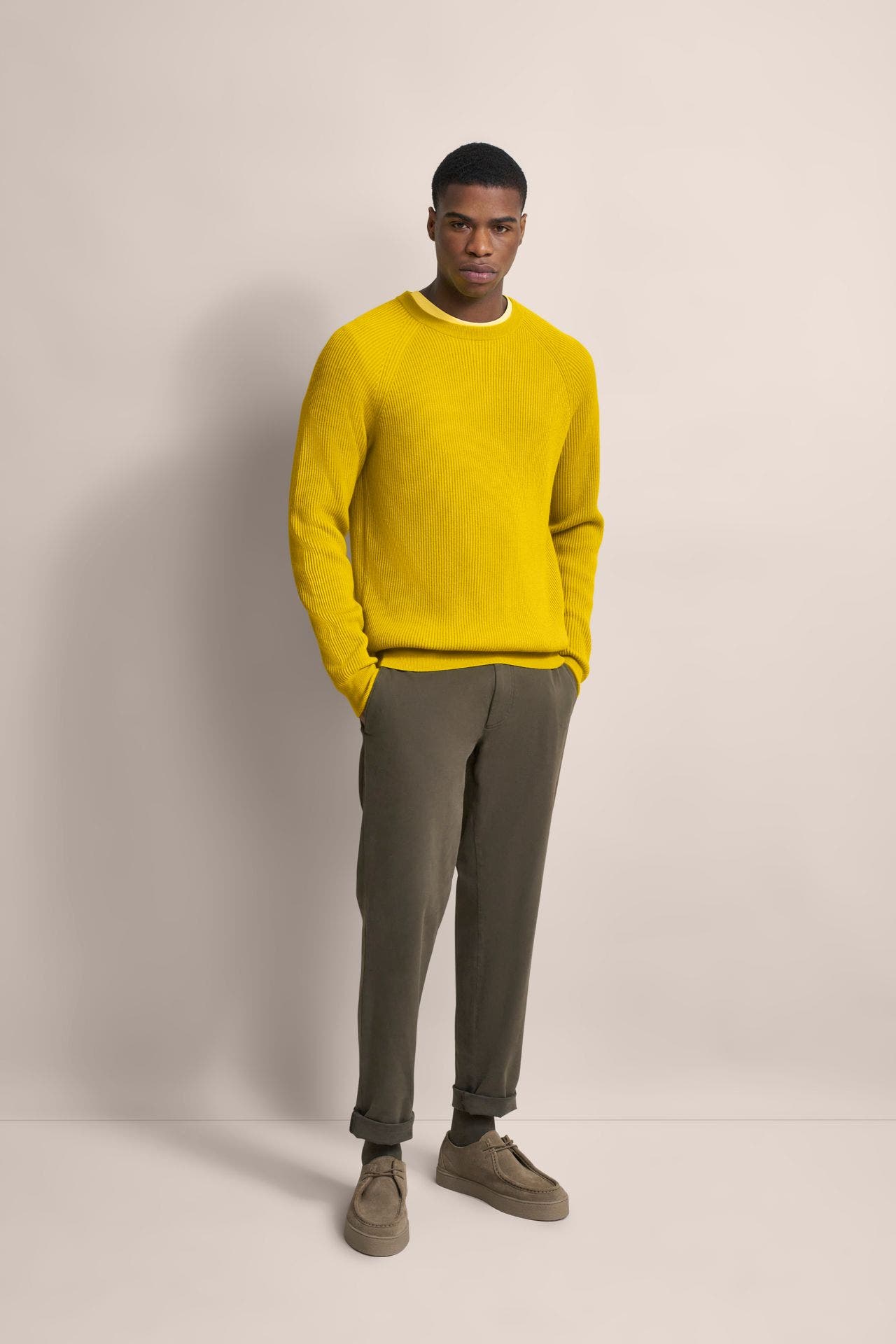 BUGATTI Wollmix-Strickpullover neongelb, Bild 1
