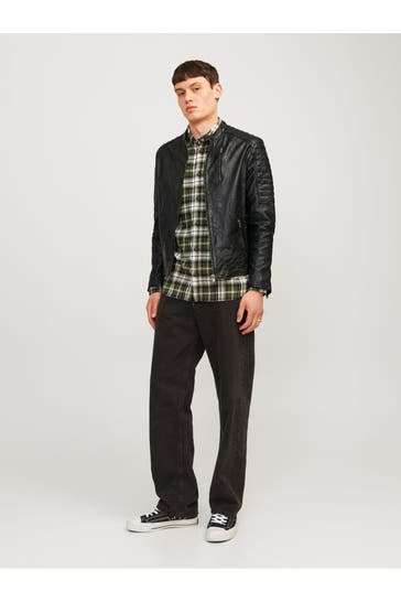 JACK & JONES Lederjacke schwarz