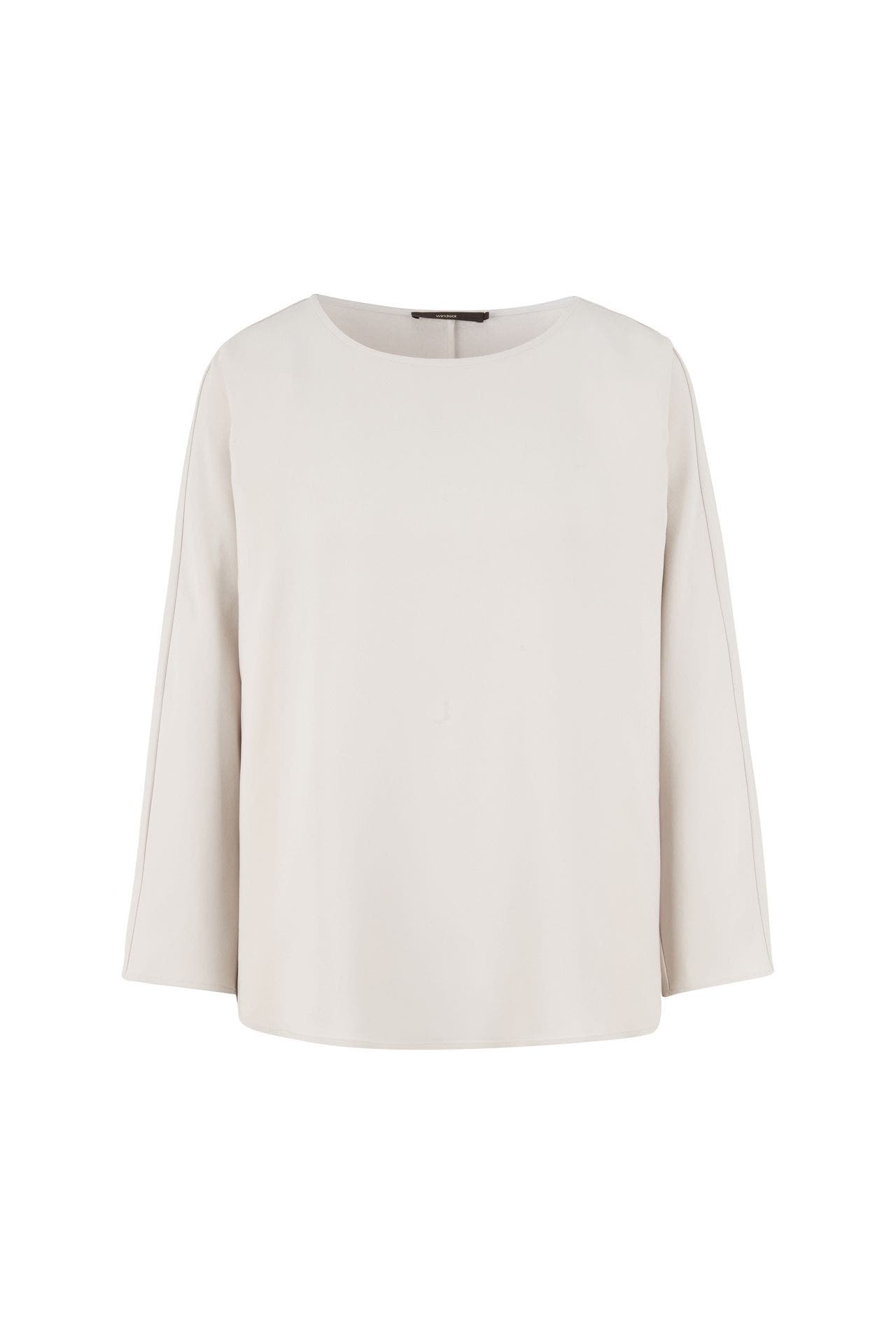 WINDSOR. Business-Bluse Crêpe-Bluse mit Rundhals in Hellbeige hellbeige, Bild 1