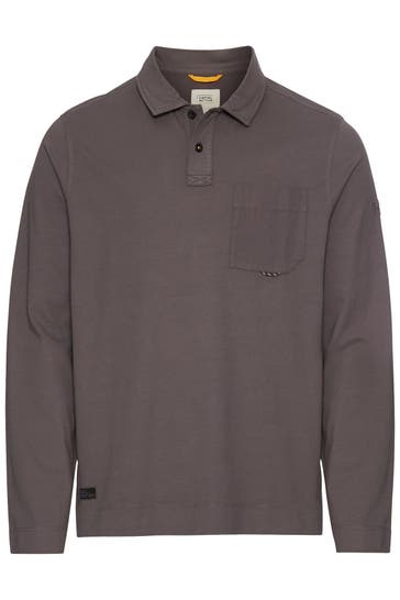 CAMEL ACTIVE Langarm-Polo braungrau