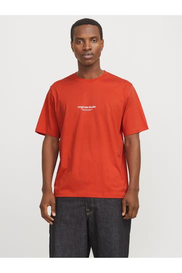 JACK & JONES T-Shirt ziegelrot