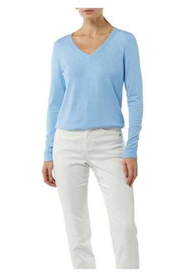 COMMA, Feinstrickpullover hellblau